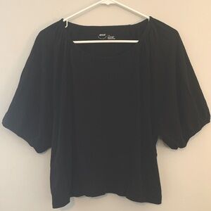 aerie Bubble Sleeve Black Tee Shirt